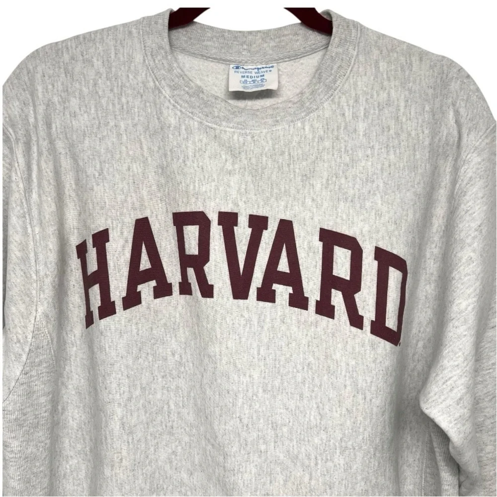 Champion Reverse Weave HARVARD Gray Heathered Crew Neck Sweatshirt Men’s Medium - Picture 6 of 10